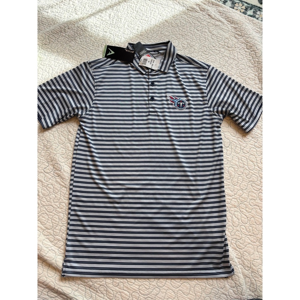 Tennessee Titans Mens Size Small Antigua NFL Striped Polo Golf Shirt